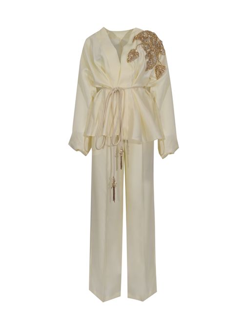 Completo Maddie 66678 in raso con applicazioni strass Vanilla TARIK EDIZ | 66678VANILLA